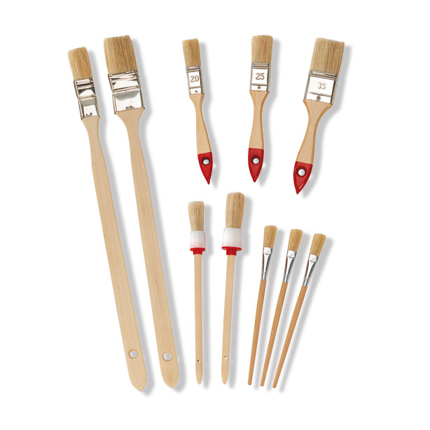 10-teiliges Pinsel-Set - Holzstiel