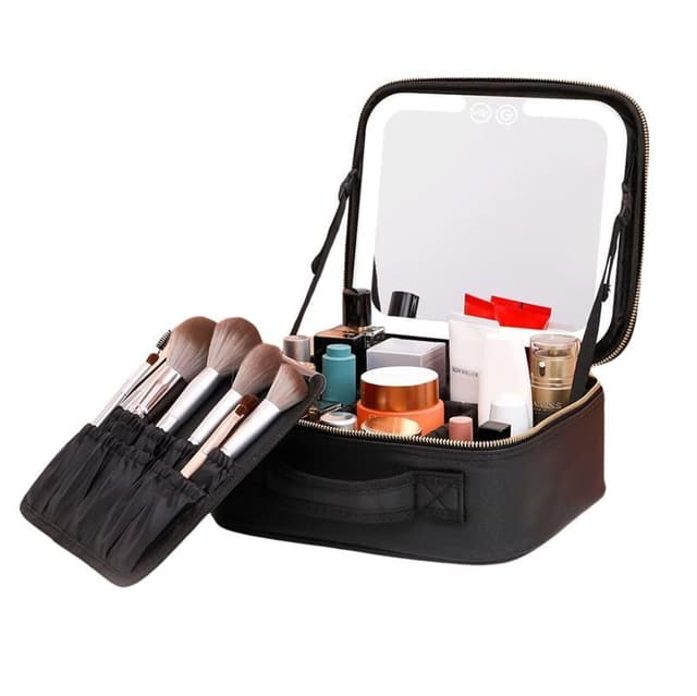 UNIQ Makeup Rejsetaske med LED-lysspejl – Kosmetiktaske til al din makeup – Sort
