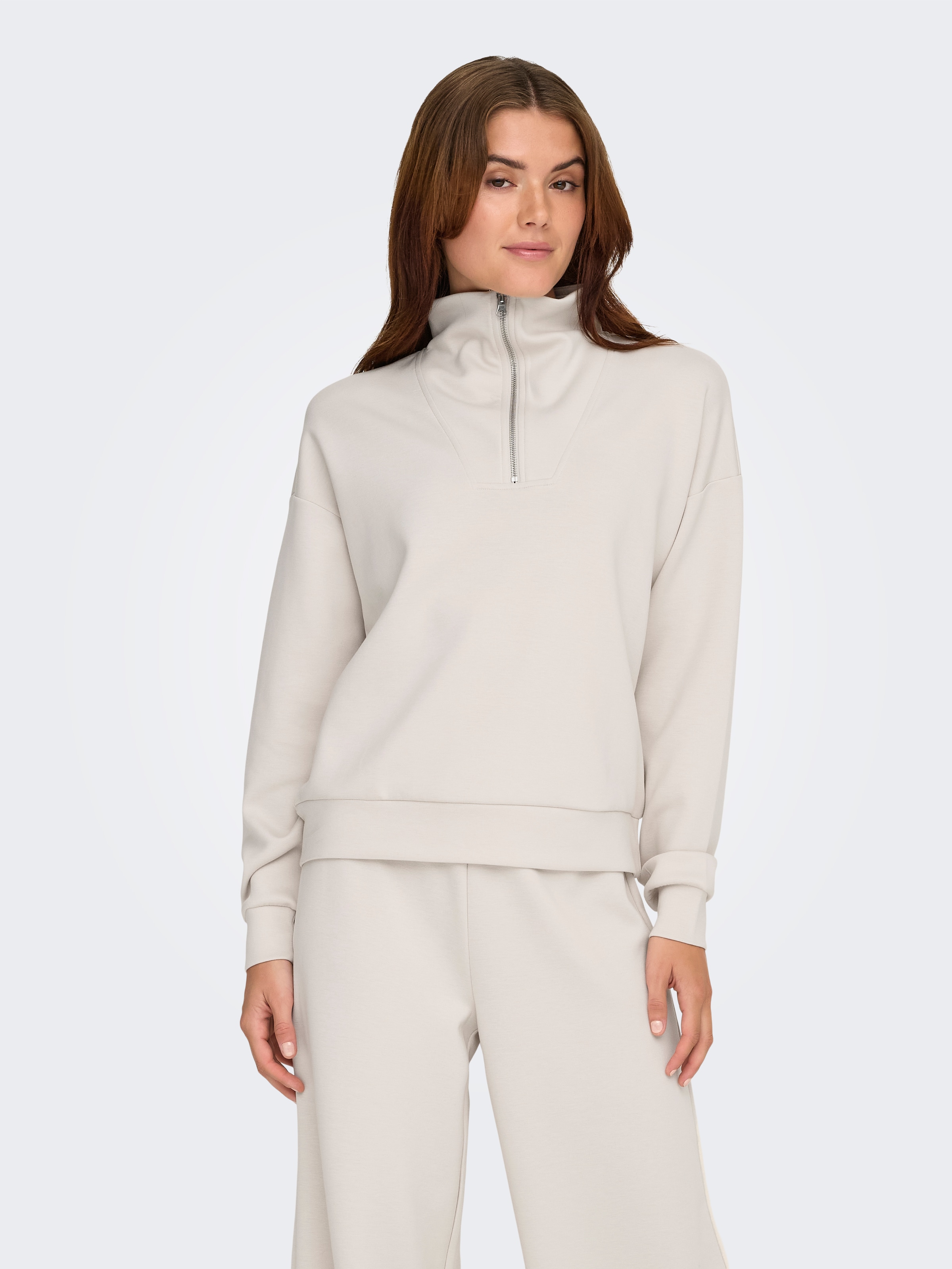 ONLY Play Sweater »ONPLOUNGE HN LS HZ DS SWT NOOS«, Materialmix, loose fit