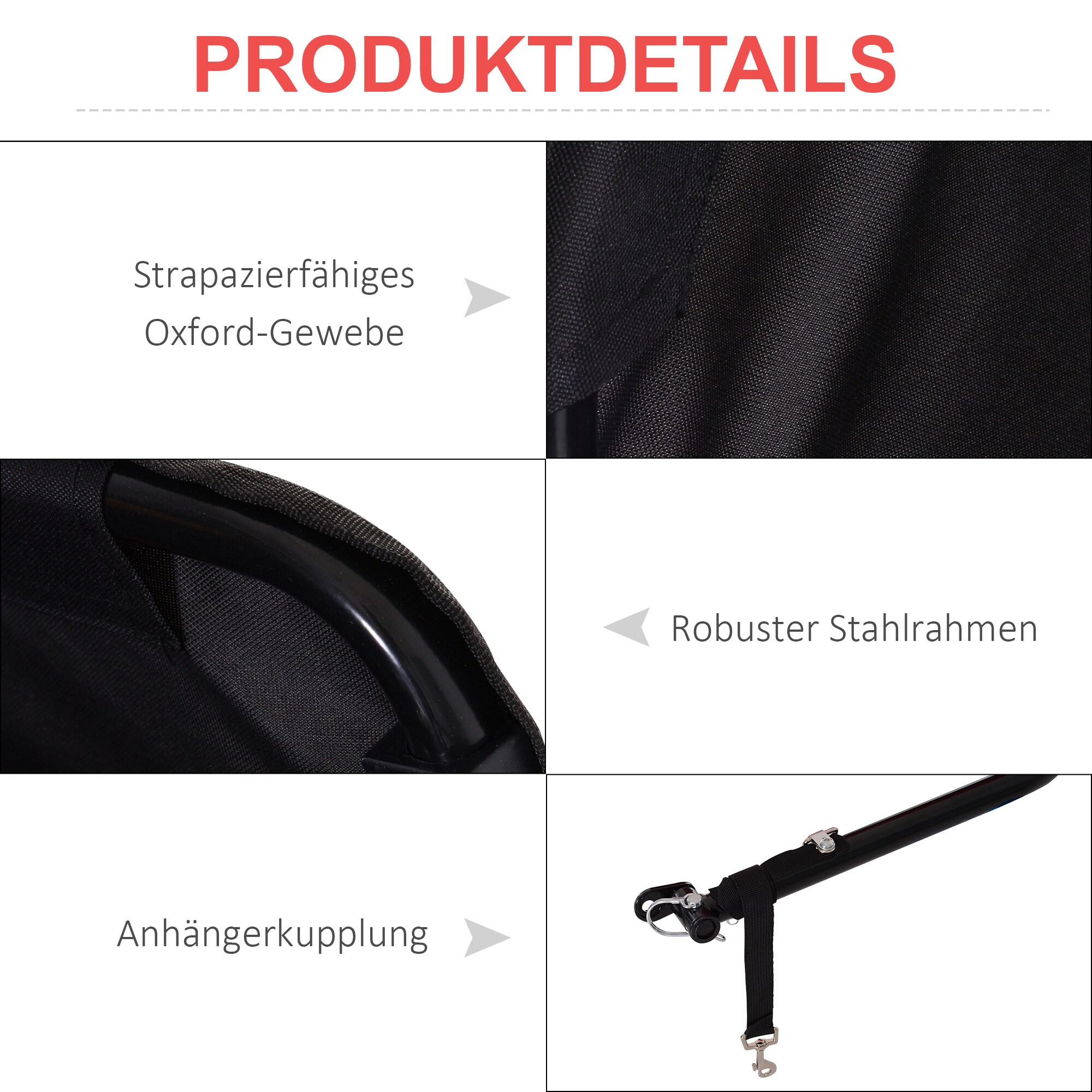 HOMCOM Transportanhänger fürs Fahrrad 135 x 75 x 64 cm (LxBxH)