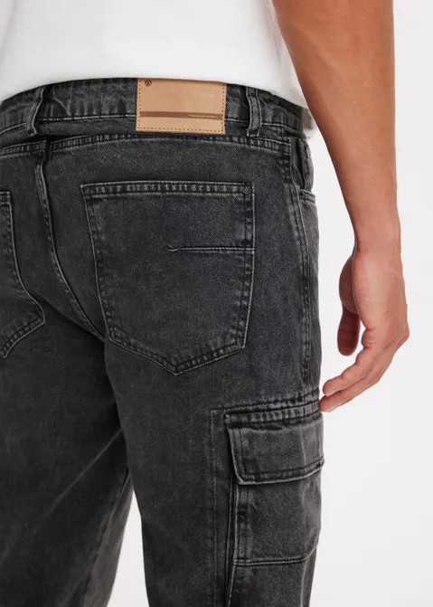 Cargo jeans straight zwart (ZW.USED)