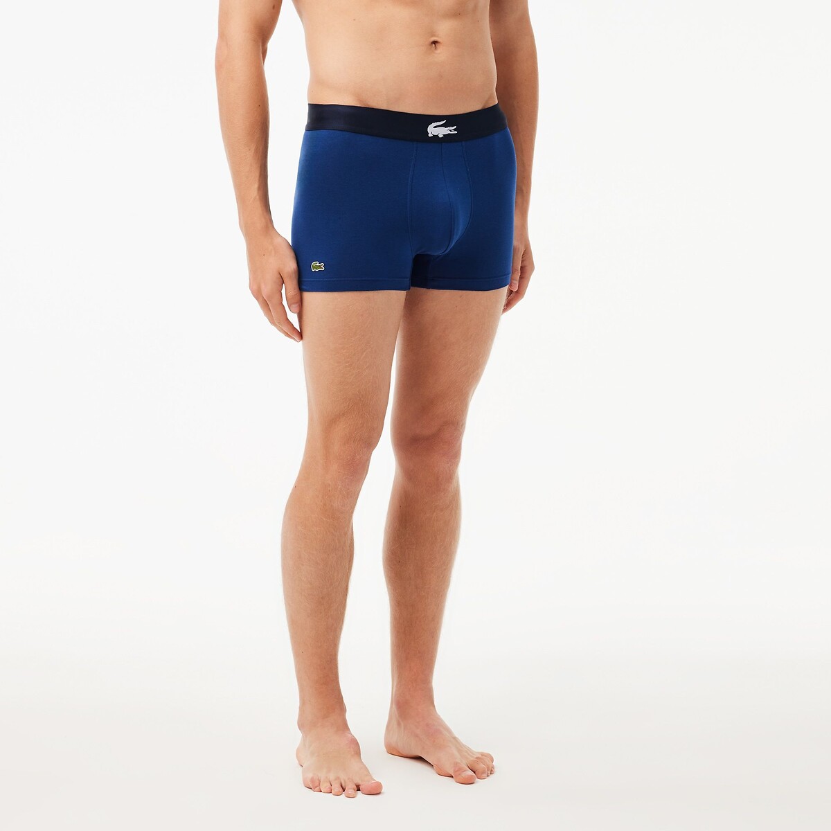LACOSTE<br>Conjunto de 3 cuecas boxer em algodão elástico estampado