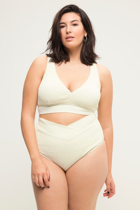 Bikini-Slip, Struktur, HighWaist, Bund mit Wickeloptik