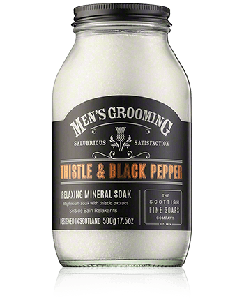 Scottish Fine Soaps Men's Grooming Thistle & Black Pepper Relaxing Mineral Soak 500g