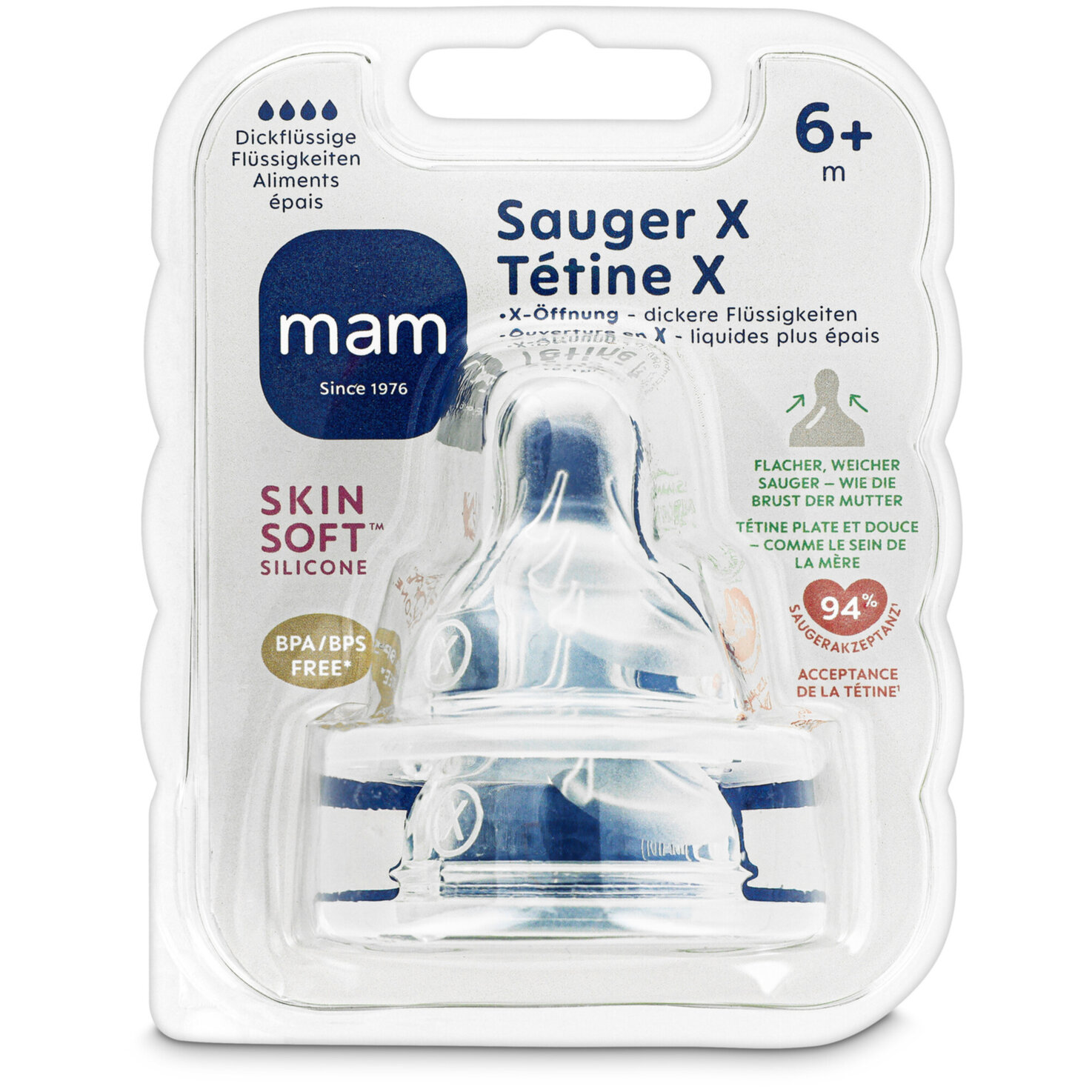 MAM Sauger X Silikon 6m 2 Stück