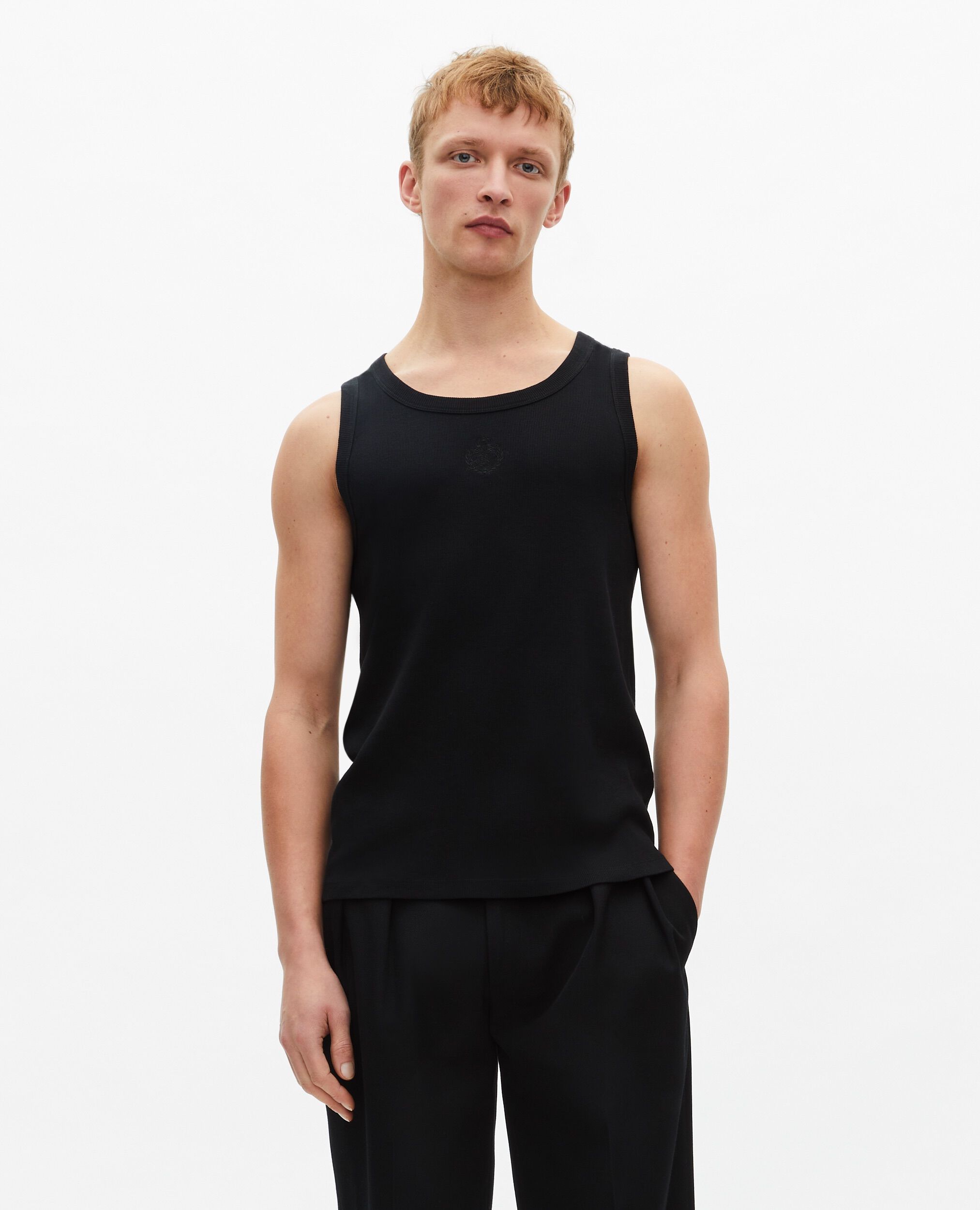 Débardeur avec broderie blason noir