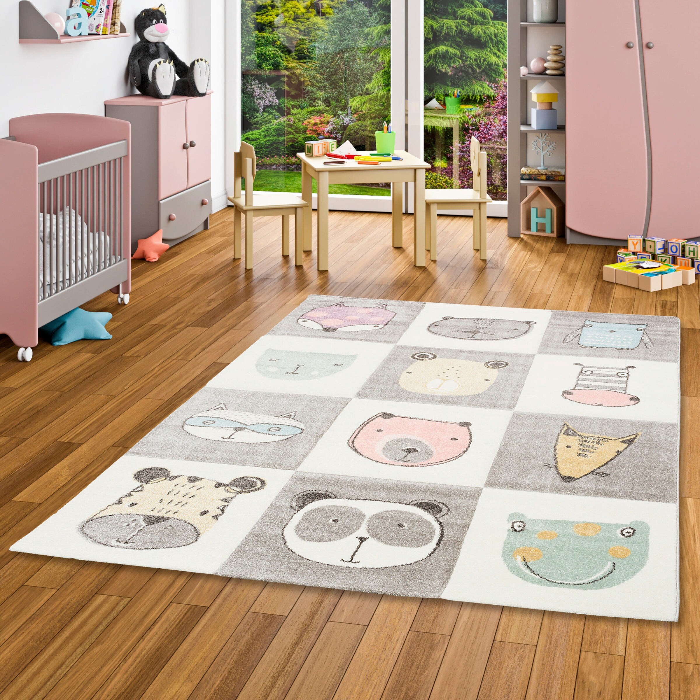 Pergamon Kinder Teppich Maui Kids Happy Animals Bunt Bunt - 120x170 cm