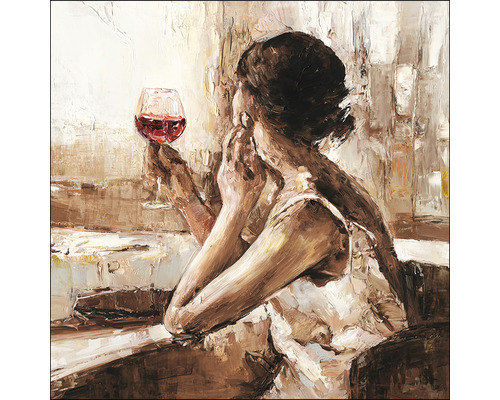 Glazen schilderij Meisje met wijnglas 80x80 cm