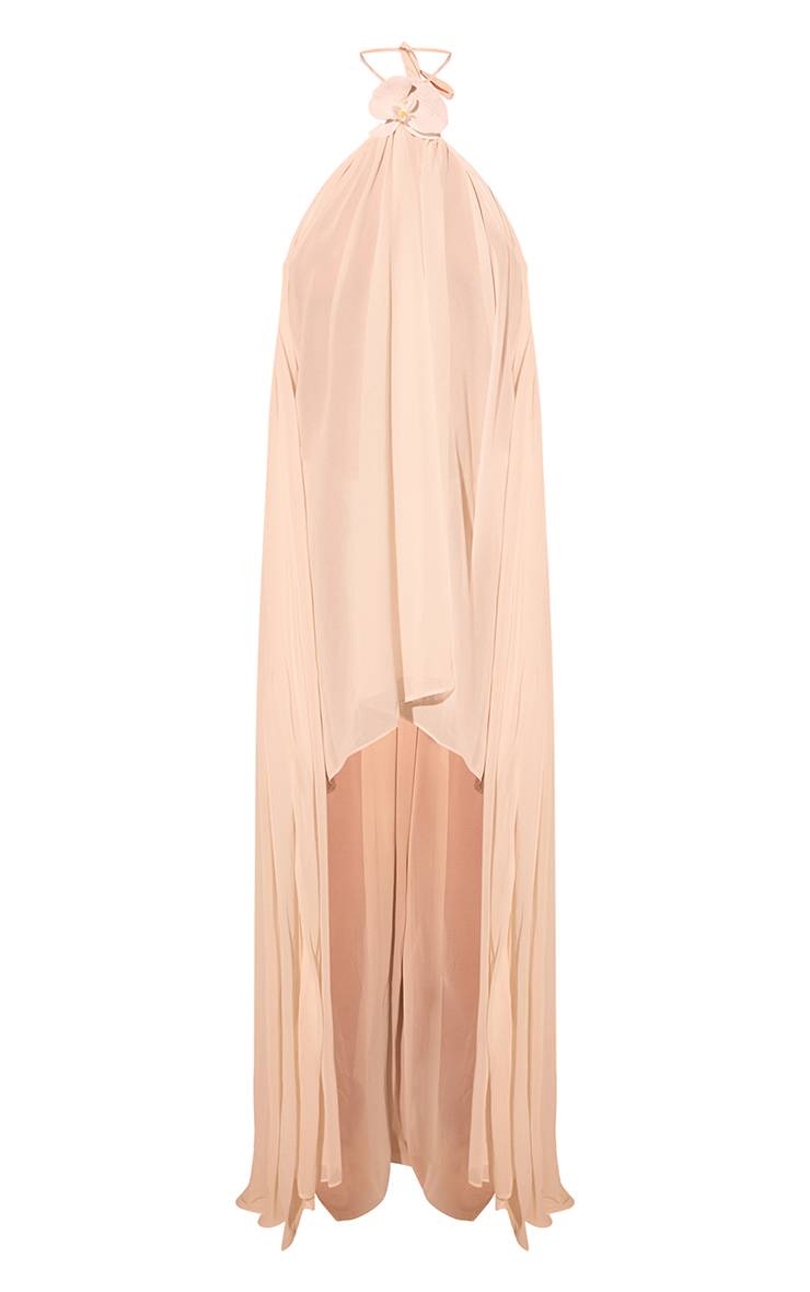 Crème Robe De Plage En Mousseline À Garniture Florale
