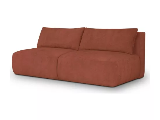 Canapé convertible 3 places avec coffre de rangement en tissu chenille terracotta - Jasper