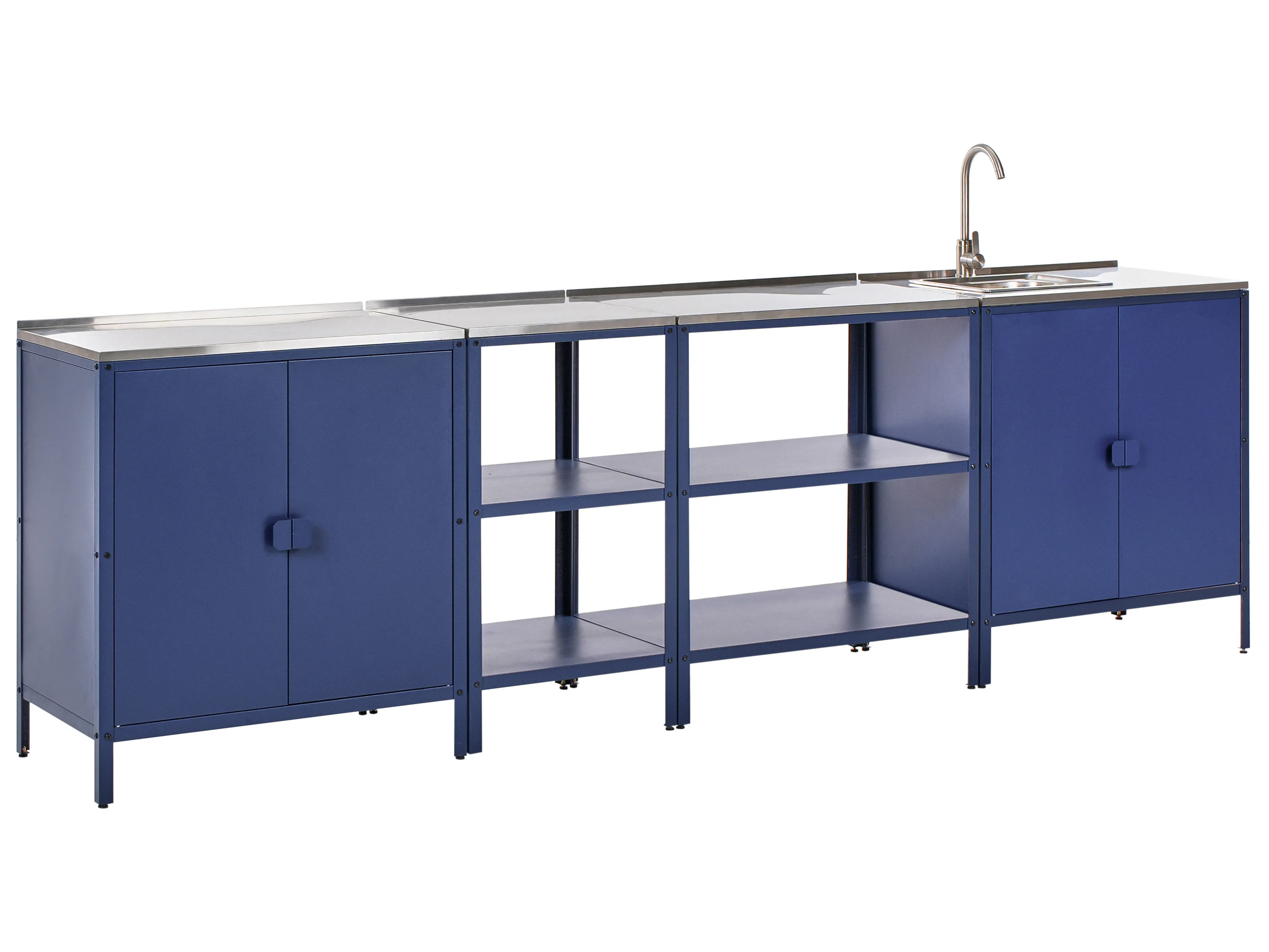 Tuin keukenset 4-delig met spoelbak VILAMA Metaal Blauw