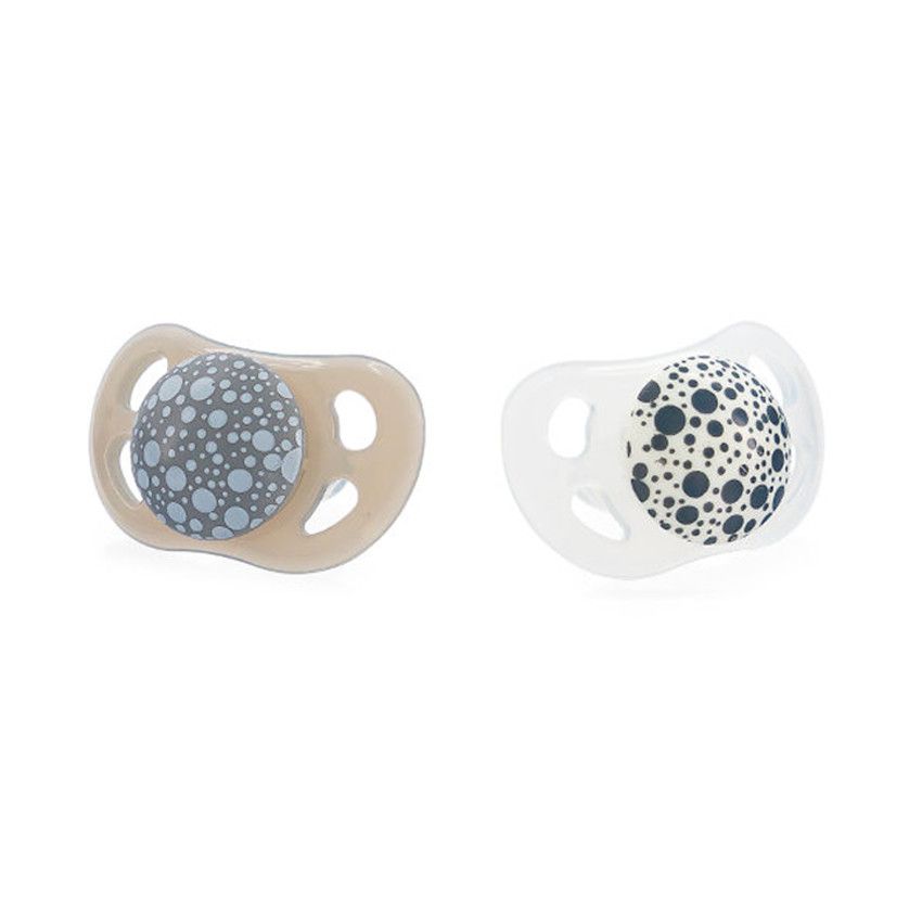 Set de sucettes en silicone 0-6 mois - Vert pastel/Blanc - Ecru