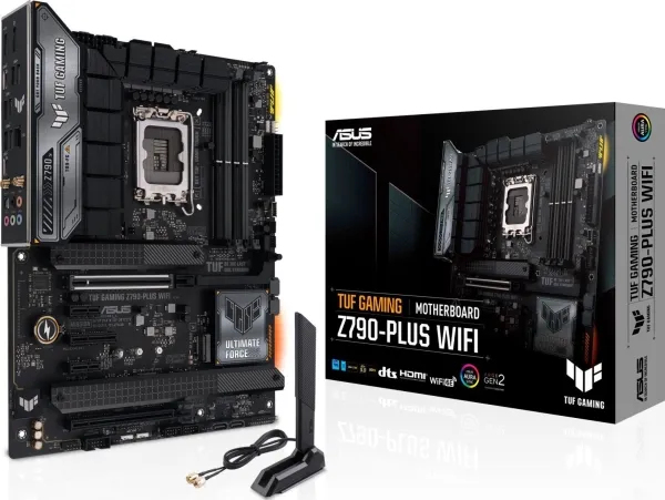 ASUS TUF GAMING Z790-PLUS WIFI - Bundkort - ATX - LGA1700 sokkel - Z790 Chipset - USB4, USB-C 3.2 Gen 2x2, USB-C 3.2 Gen2, USB 3.2 Gen 2, USB 3.2 Gen 1 - 2.5 Gigabit LAN, Wi-Fi 6E, Bluetooth - onboard grafik (CPU påkrævet) - HD Audio (8-kanaler)