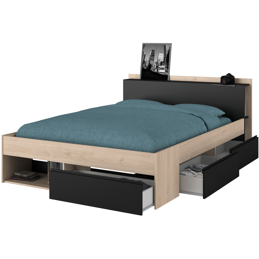 Parisot Doppelbett Most Eiche Jackson  schwarz Eiche Jackson  schwarz