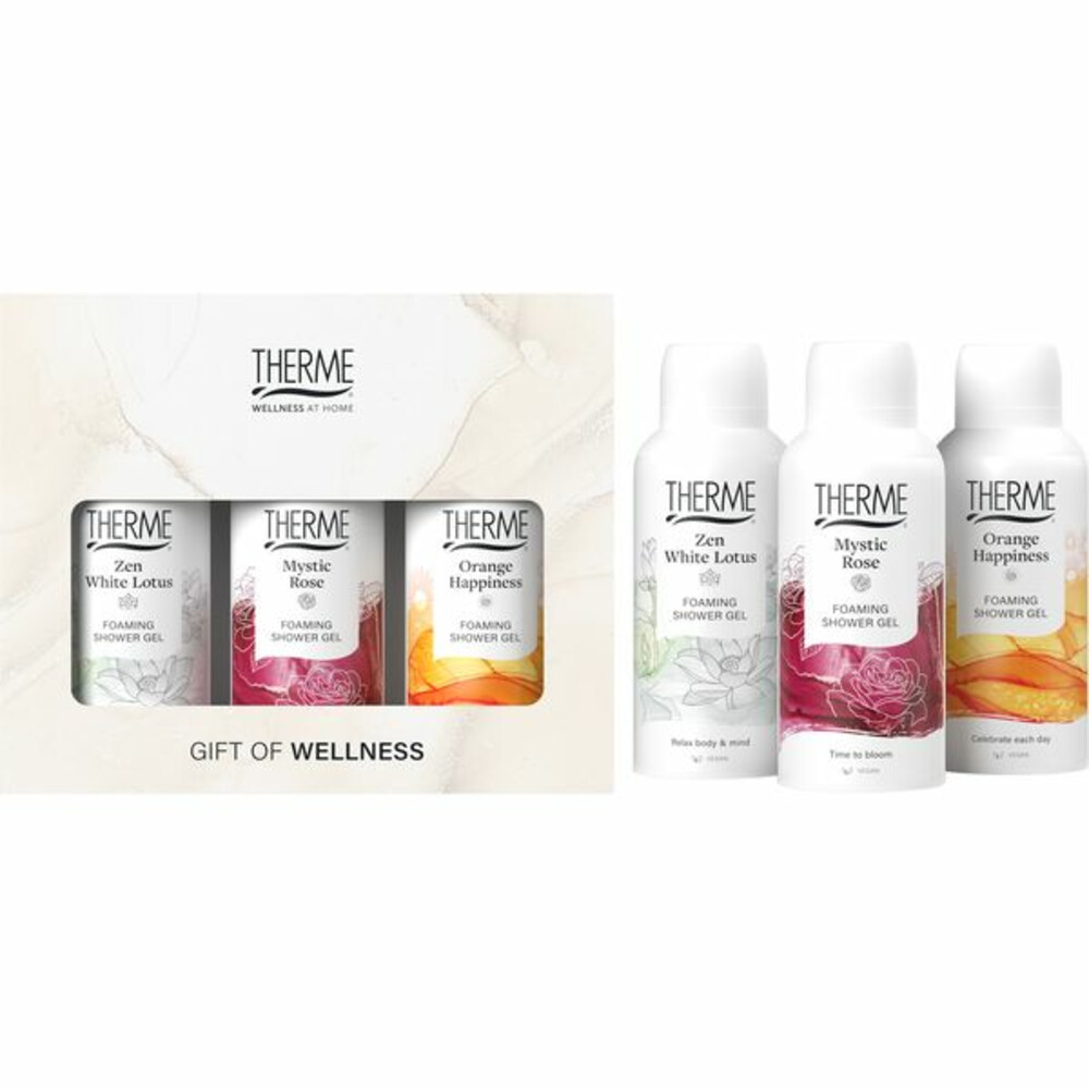 Therme Foaming Shower Favorites Geschenkset Orange Happiness + Zen White Lotus + Mystic Rose1 set