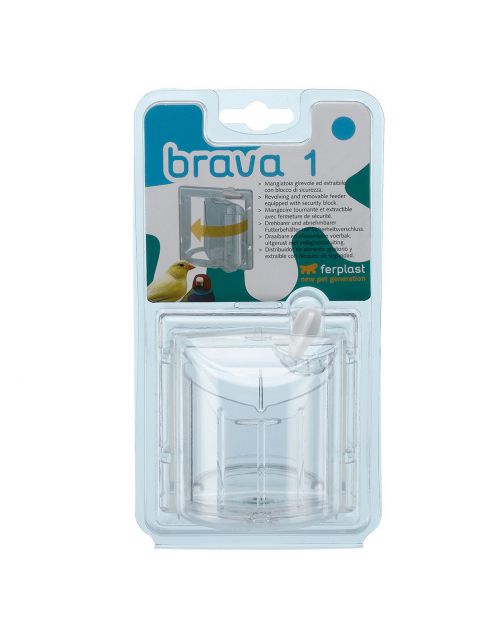 Ferplast Voerbakje Brava 1 - Vogel - Voerbak- Drinkbak - 8.8x9.5x6.8 cm Transparant