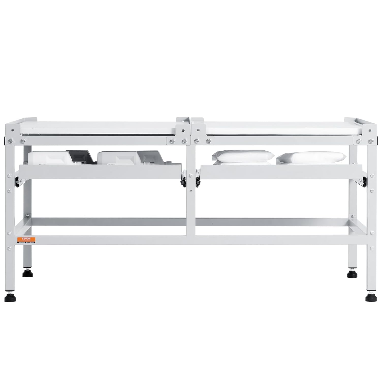 VEVOR Waschmaschinen-Untergestell, 1230x635x625 mm Podest für Waschmaschine, 267 kg Tragkraft, Waschmaschinen- & Trocknersockel mit Doppelablagen, 4 verstellbare Füße zum Anheben von Waschmaschinen