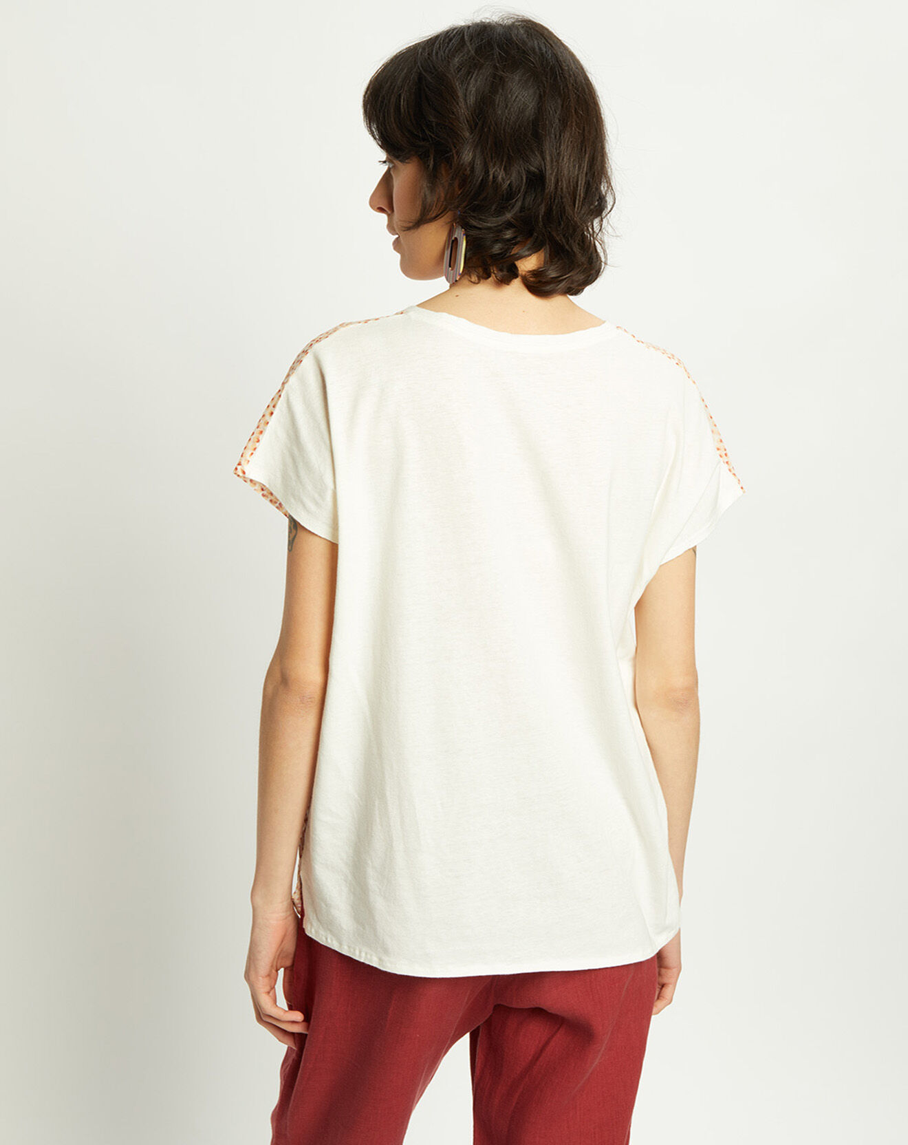 Harris Wilson T-Shirt en Coton & Lin Isaline imprimé papaye