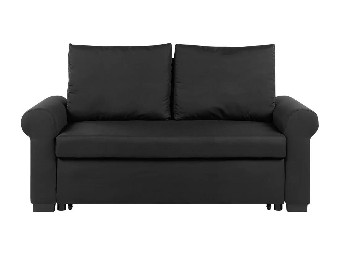 Canapé 2 places convertible en tissu noir SILDA