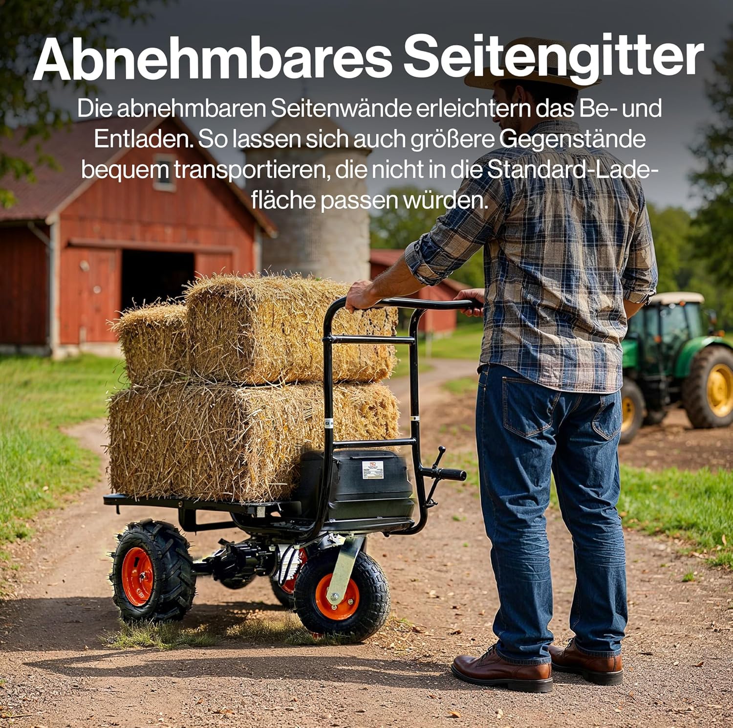 SuperHandy Mehrzweckwagen Schubkarre, elektrisch, 48 V DC, Li-Ion-betrieben, 230 kg Traglast und 460 kg + Zugkraft, Bauernhof und Garten, modulare Ladungsbett
