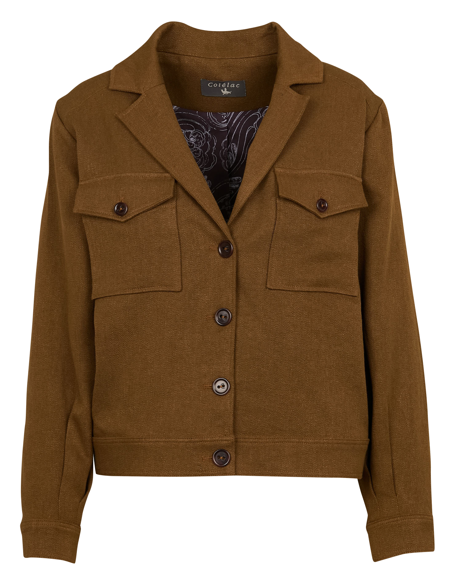Blouson droit en lin mélangé | Marron