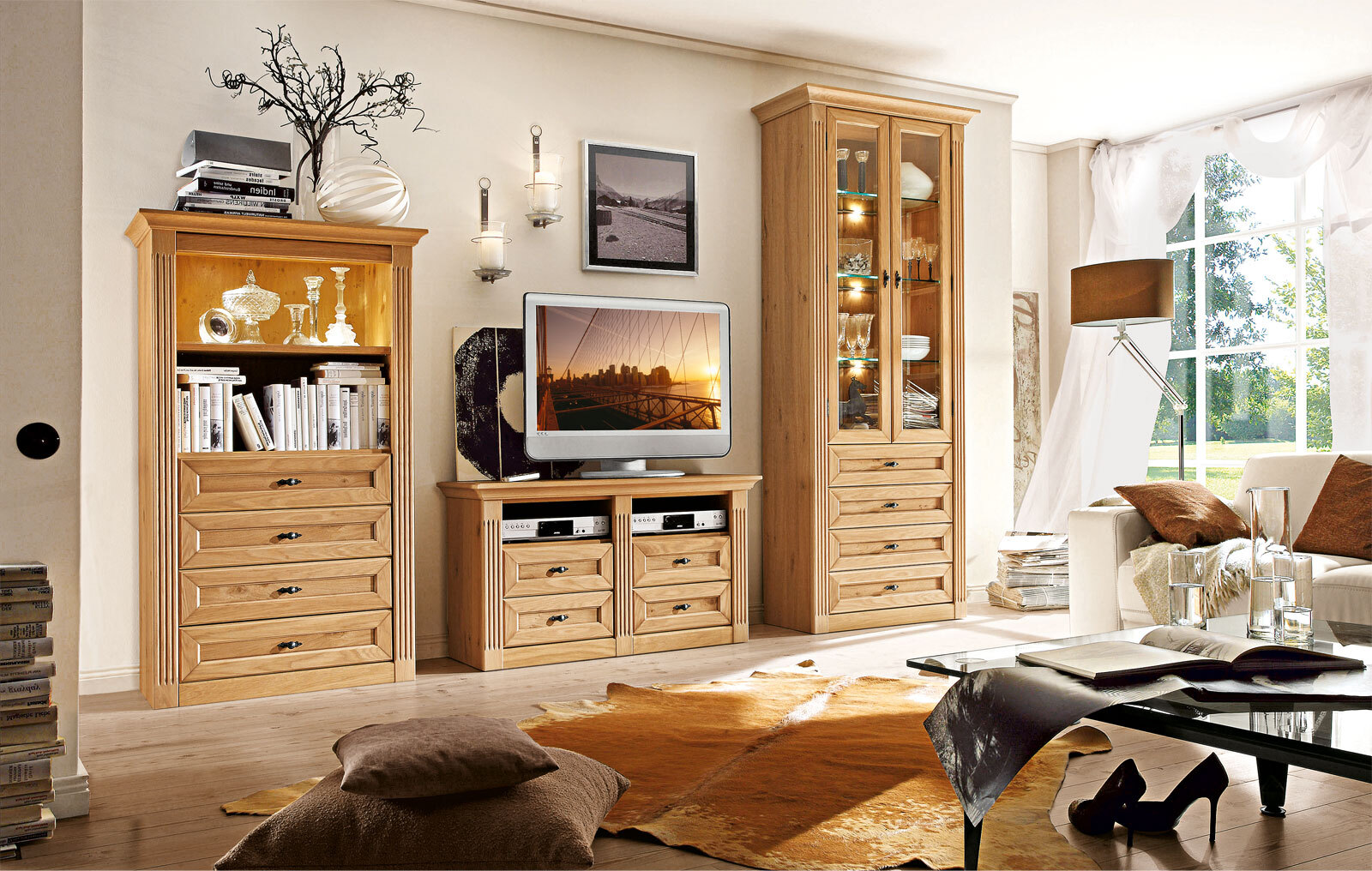 Wohnwand MAISON 350 x 226 x 40 cm in Braun