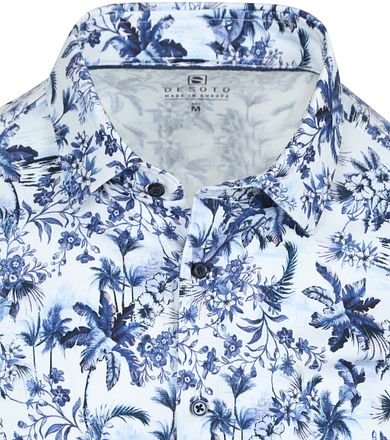 Desoto Overhemd Print Bloem Blauw 81028-3-521 kopen