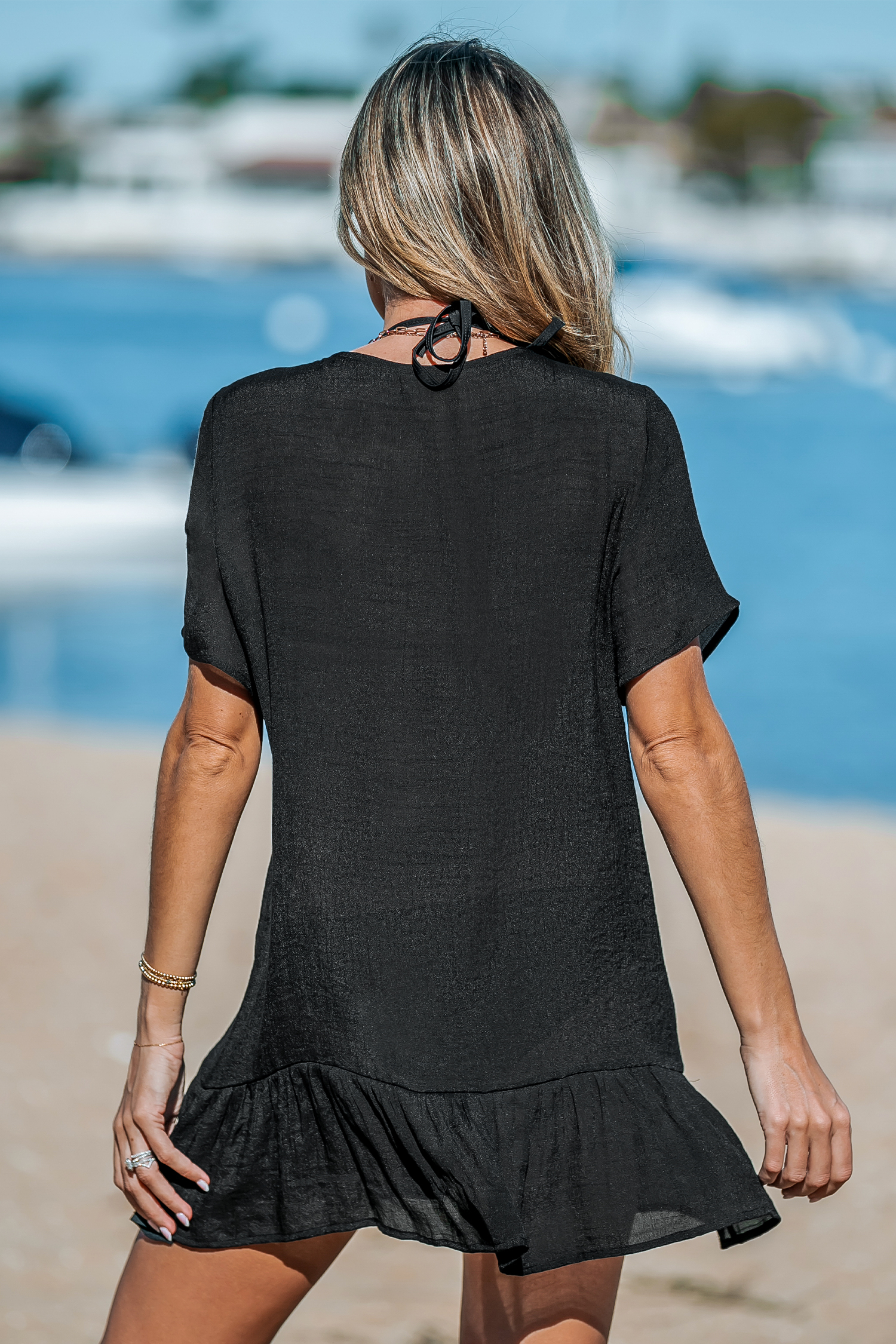 Robe cover up avec ourlet à volants décoratifs