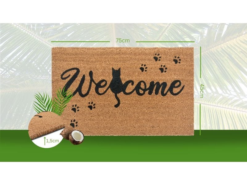 Hanse Home Fussmatte Cat Paws 45 cm x 75 cm, Braun/Schwarz Rutschfeste Türmatte