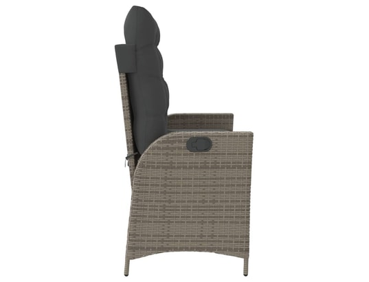VIDAXL - Banc de jardin Banc inclinable de jardin avec coussins gris résine tressée