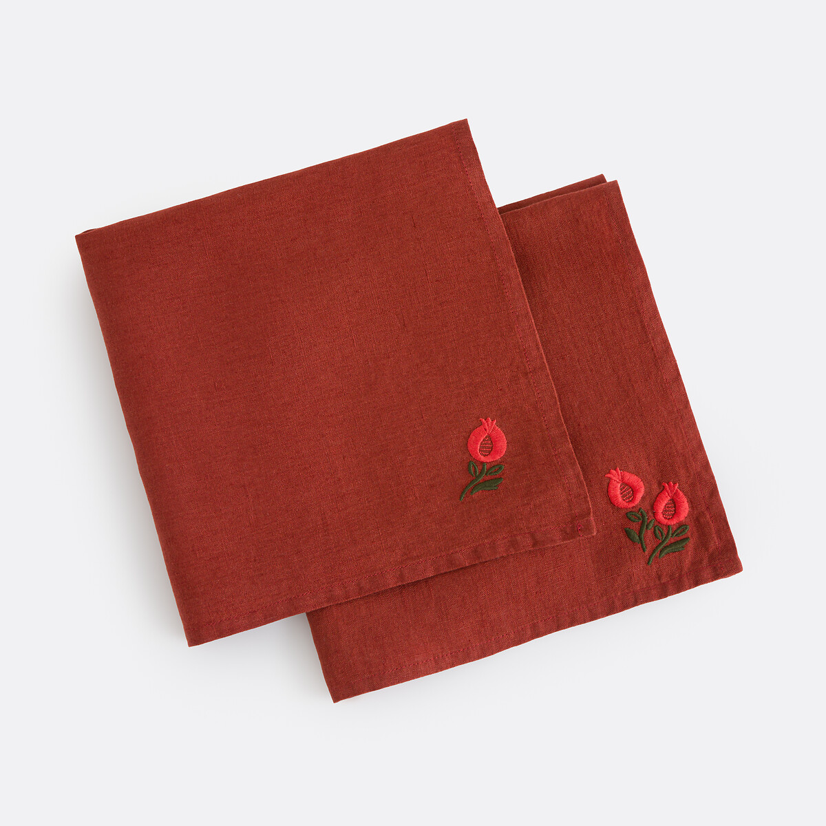 LA REDOUTE INTERIEURS<br>Conjunto de 2 guardanapos bordados em linho lavado, Lorina