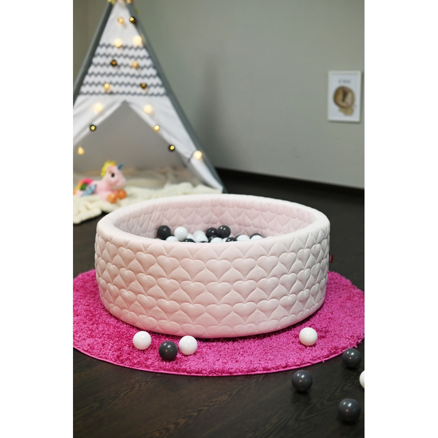 knorr toys® Bällebad soft - Cosy heart rose - 300 Bälle greycreme rosa