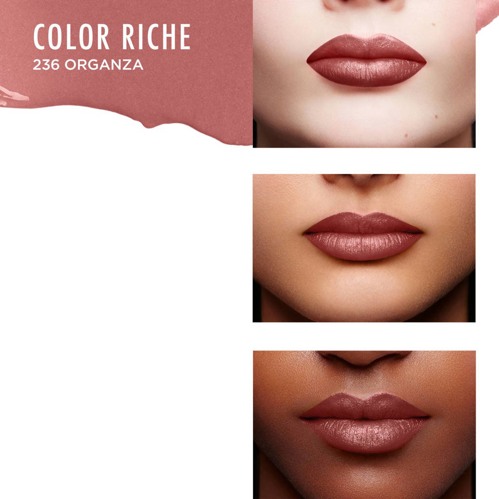 blijft goed zitten blijft geen parelmoer achterColor Riche lippenstift - 236 Organza nude