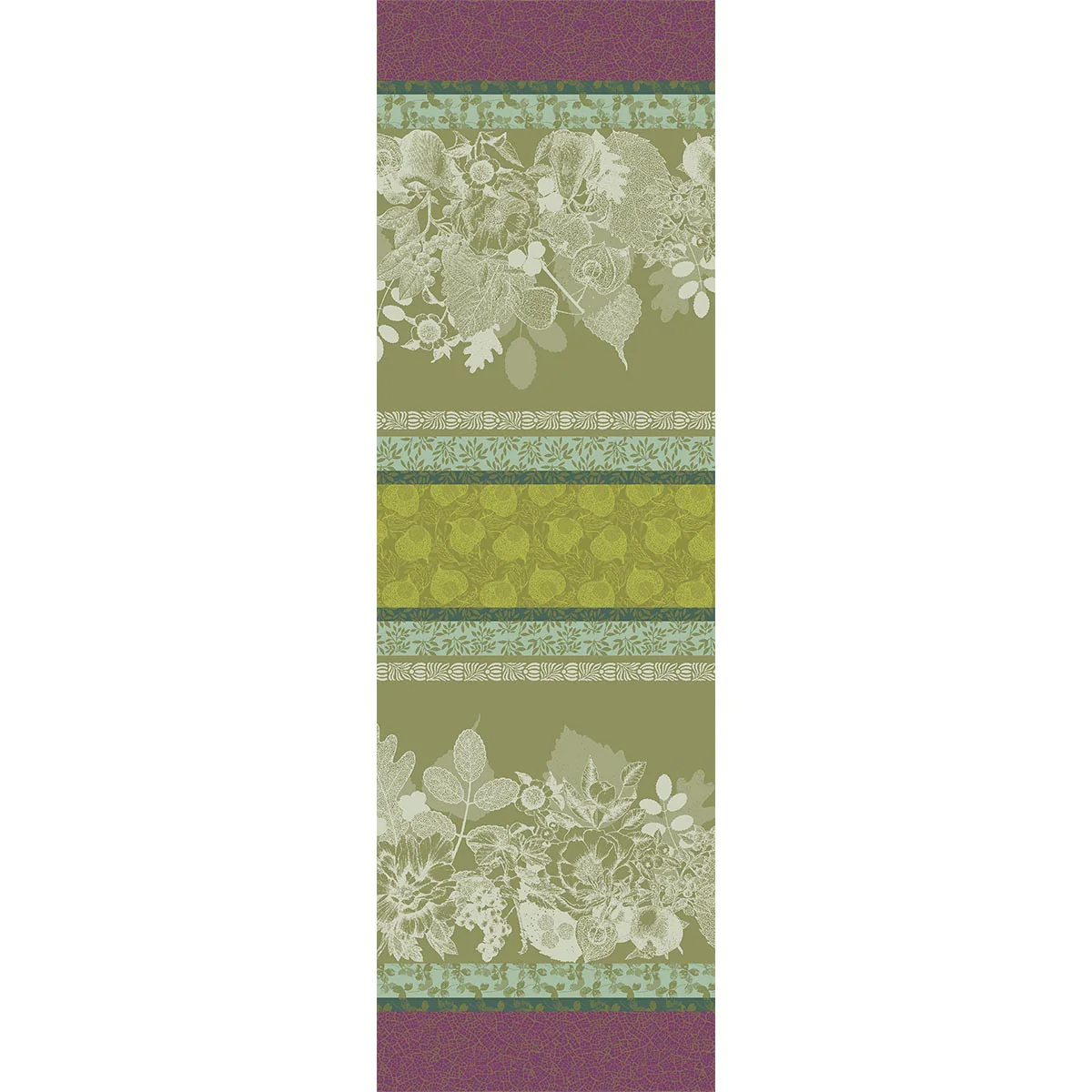 Chemin de table pur coton vert 155X55 Garnier Thiebaut