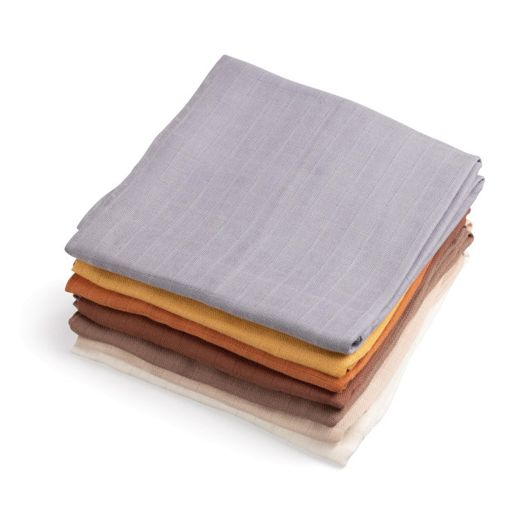 Sebra Builders Teeny Toes hydrofiel handdoek 75x75 set van 7