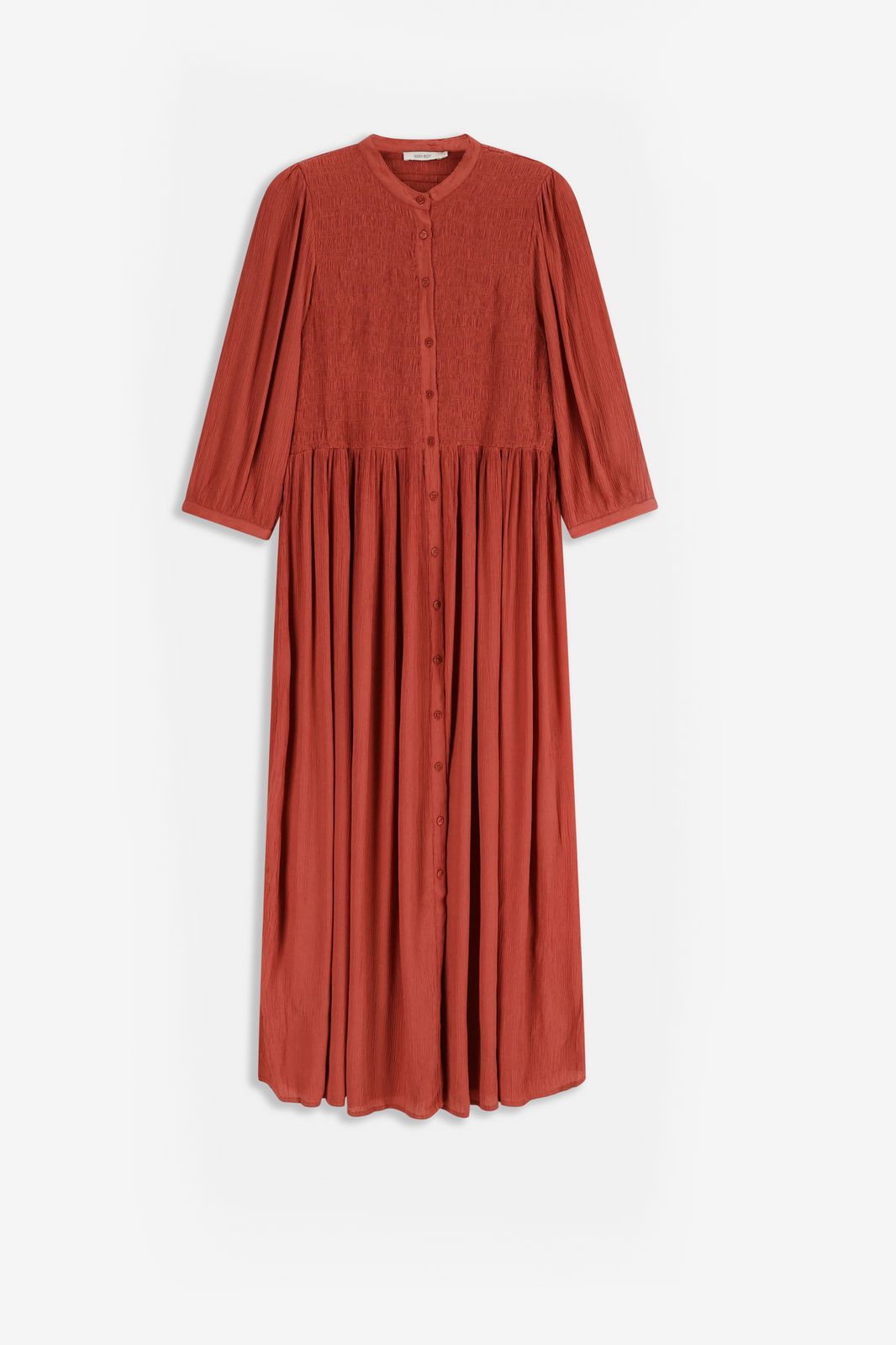 Donkerrode maxi jurk met smock details