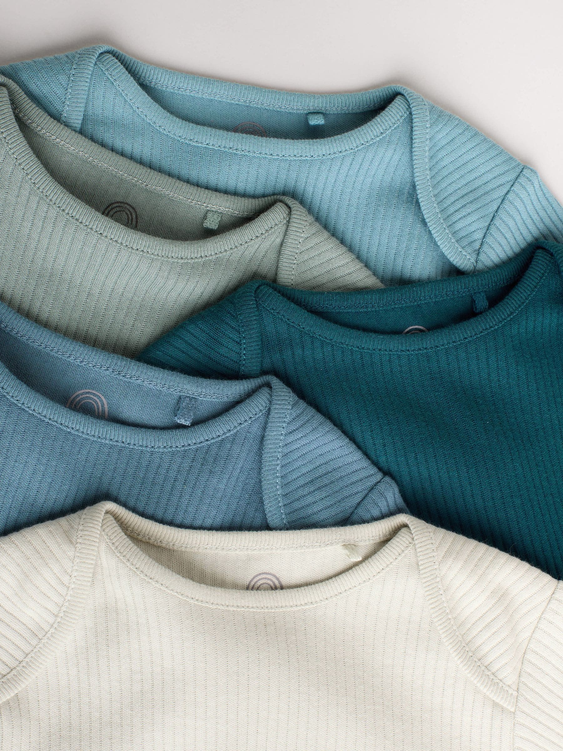 Blauw - Set van 5 rompers met lange mouwen