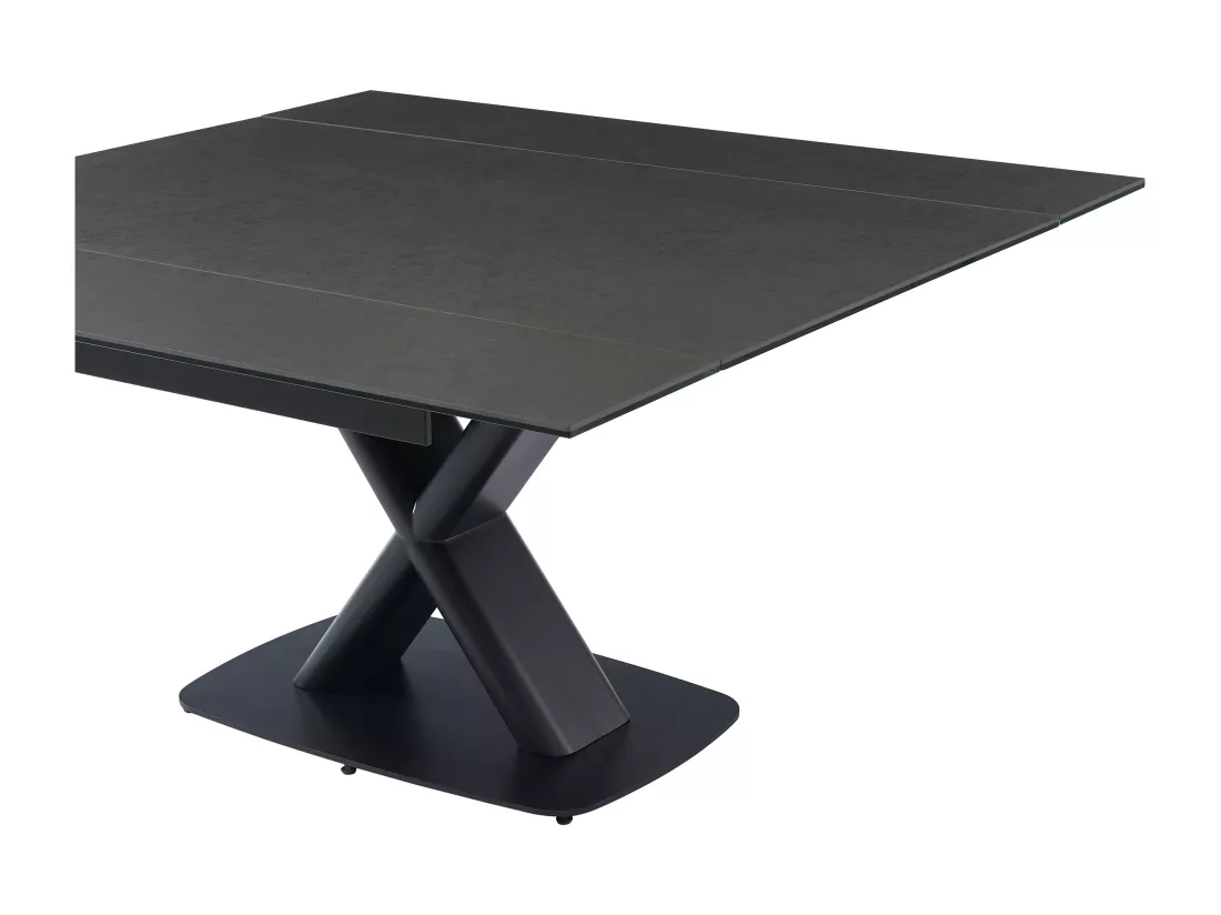 Table à manger extensible 6 à 8 personnes en céramique, verre trempé et métal - Anthracite et Noir - MIAZELO de Maison Céphy
