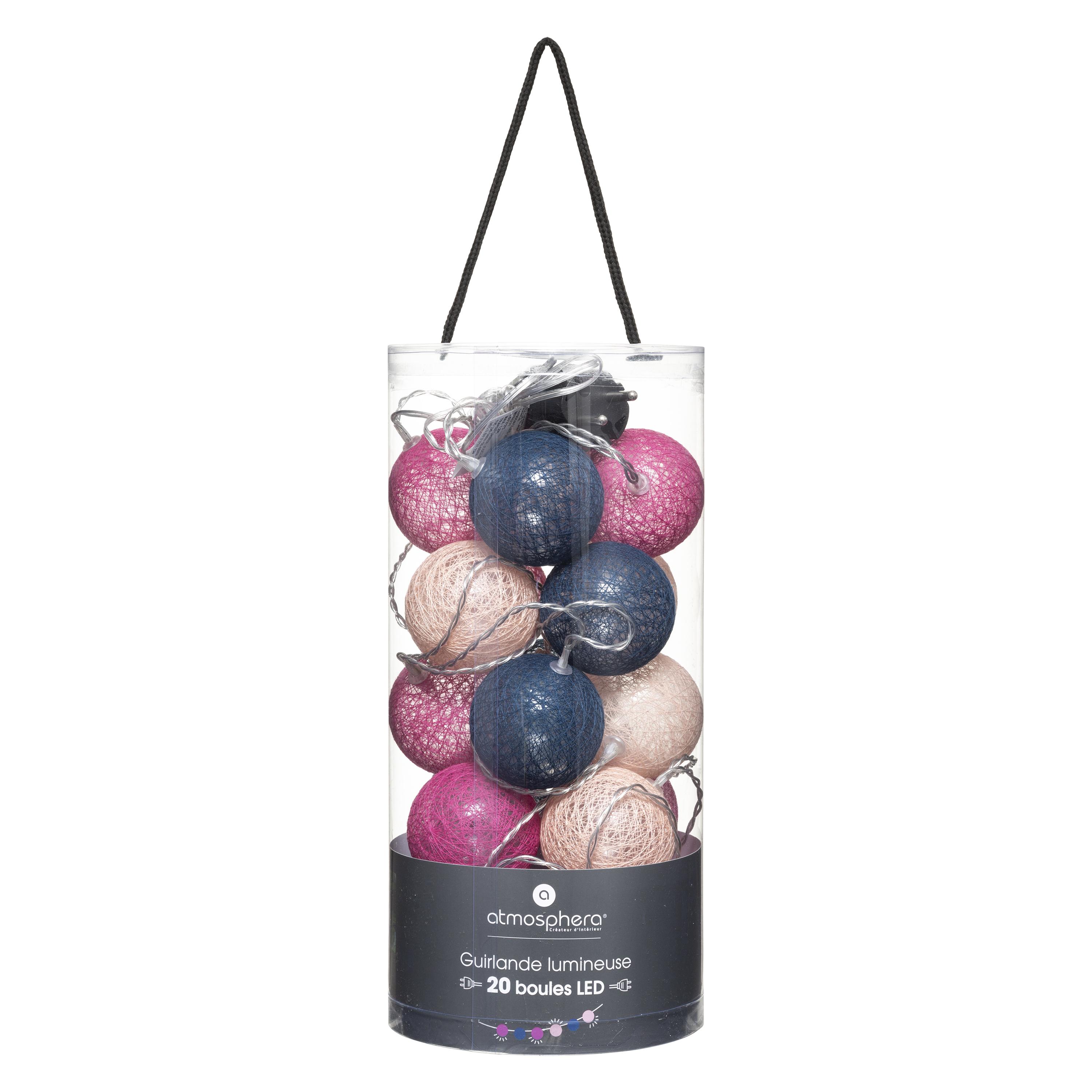 GUIRLANDE LED SECTEUR 20 BOULES SORBET D.6CM