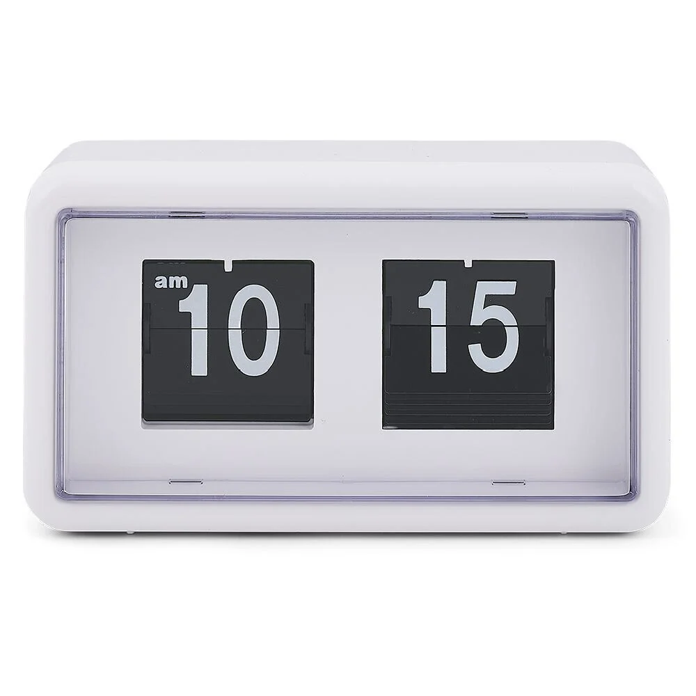Horloge rétro à rabat automatique plastique blanc