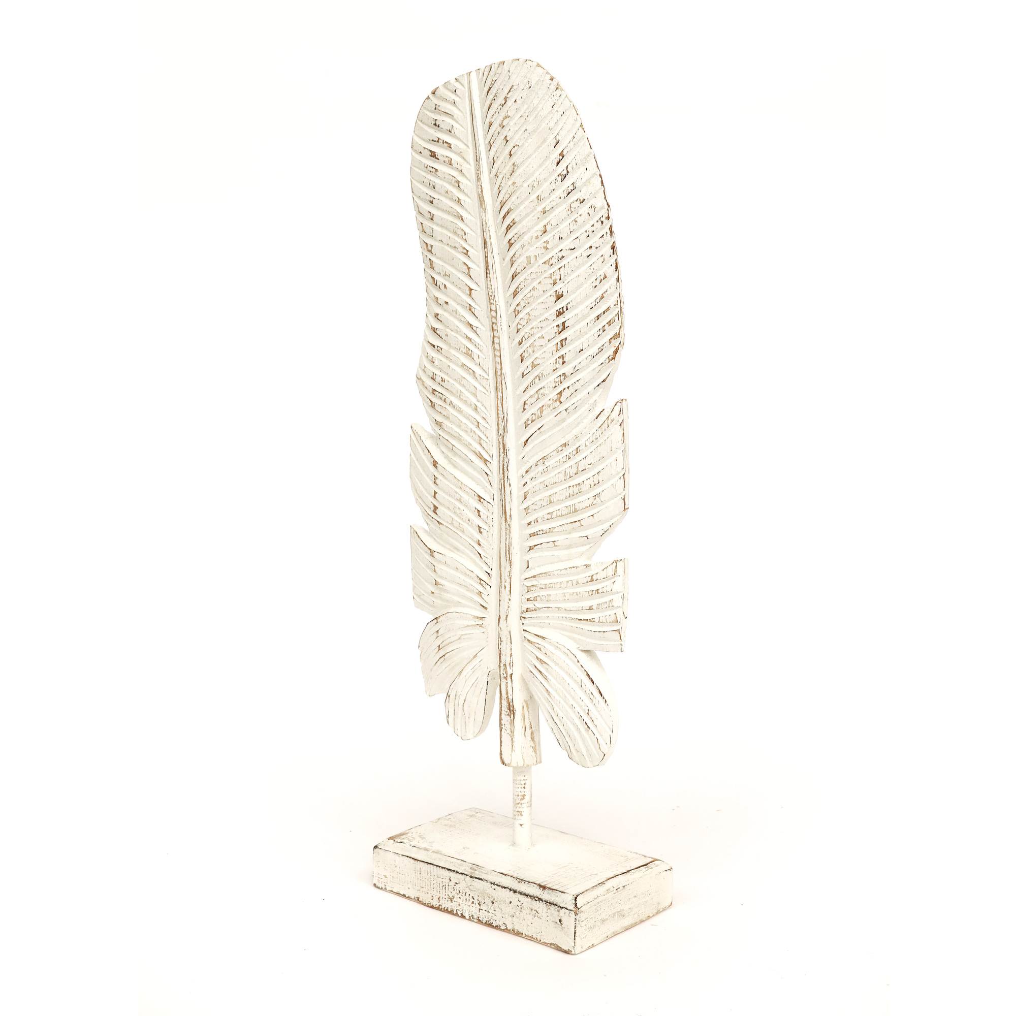 3er-Set Holzskulptur 'Bananenblatt', whitewash von fischer's lagerhaus