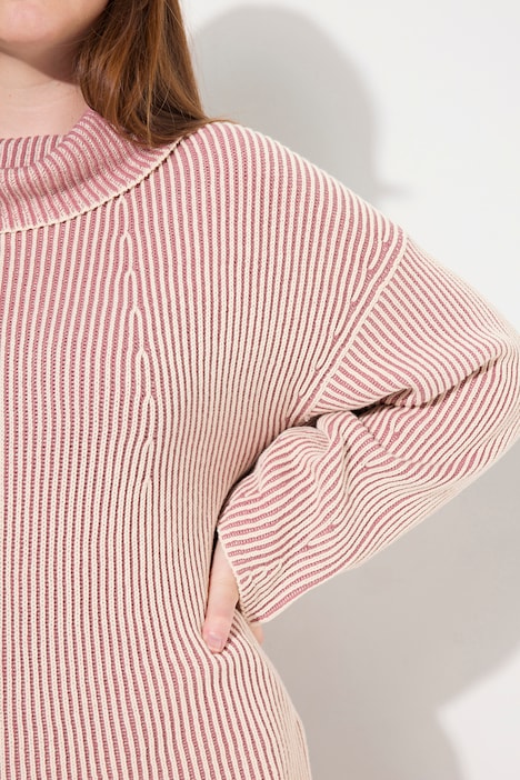 Pullover, Rippstrick, Rollkragen, Langarm, Biobaumwolle