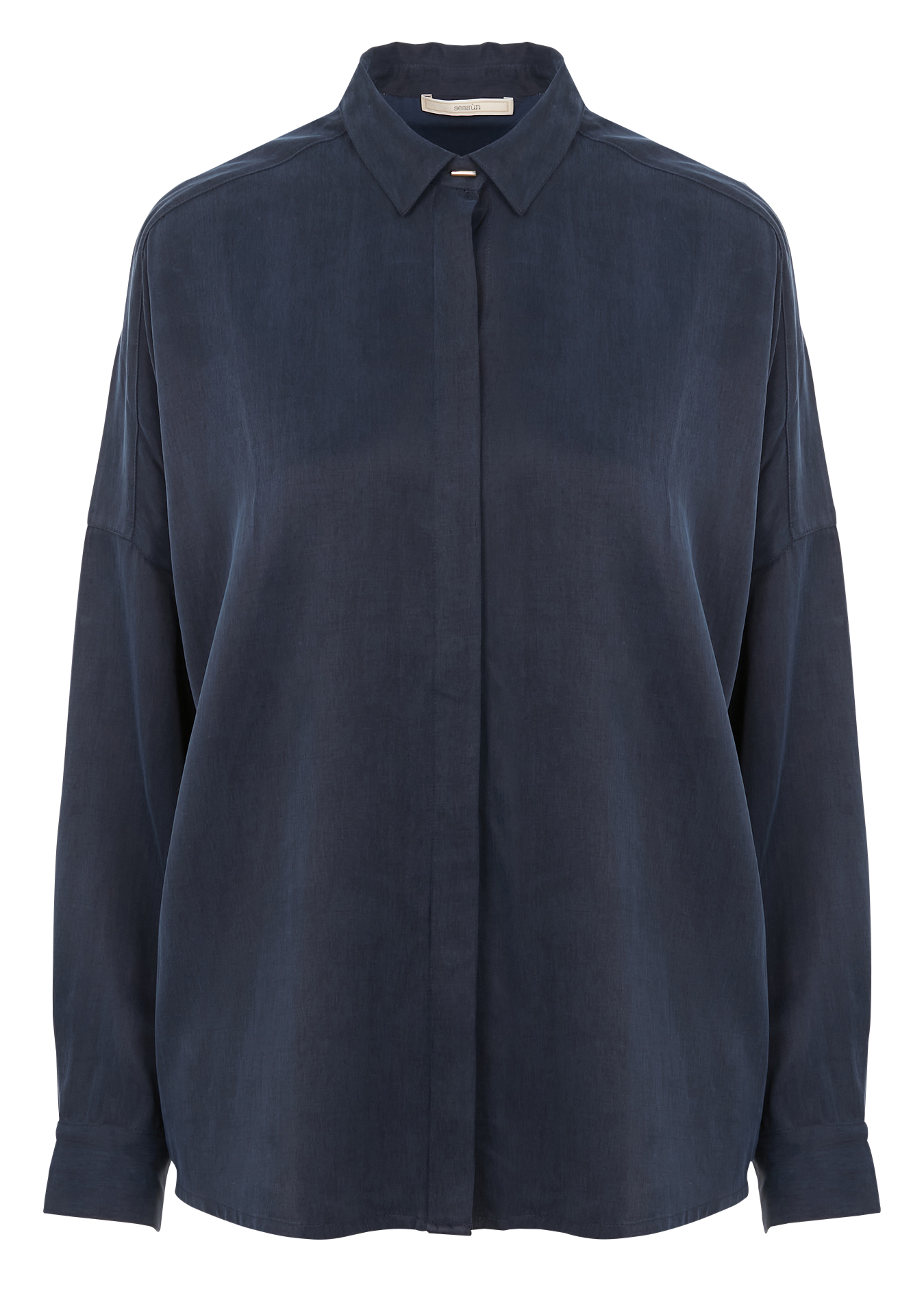 LADY D - Chemise col classique satinée| Bleu