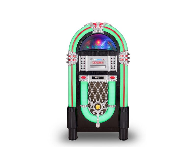 Noxon Musik-System Jukebox 1 Mehrfarbig/Schwarz/Silber Retro-Design DAB  / UKW-Radio, Schallplattenspieler, CD/MP3-Player, USB/SD für MP3-Wiedergabe sowie Bluetooth zum Streamen von Musik
