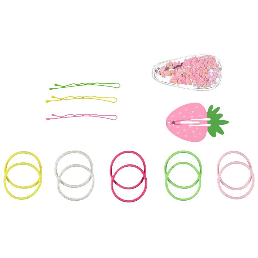 Lot de 5 barrettes + 10 élastiques pour fille - Multicolore