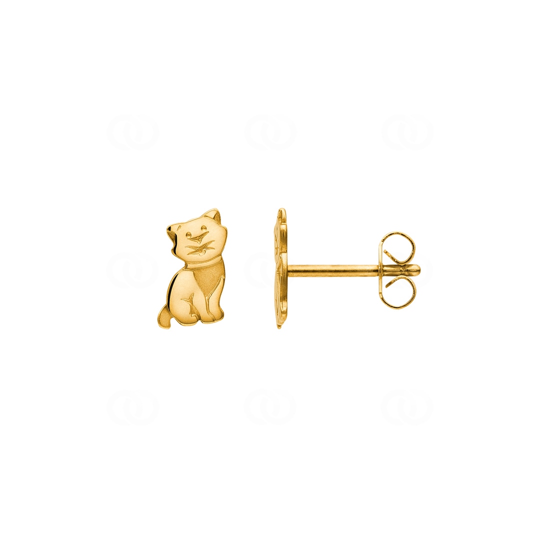 Ohrstecker 750/18 K Gelbgold Katze