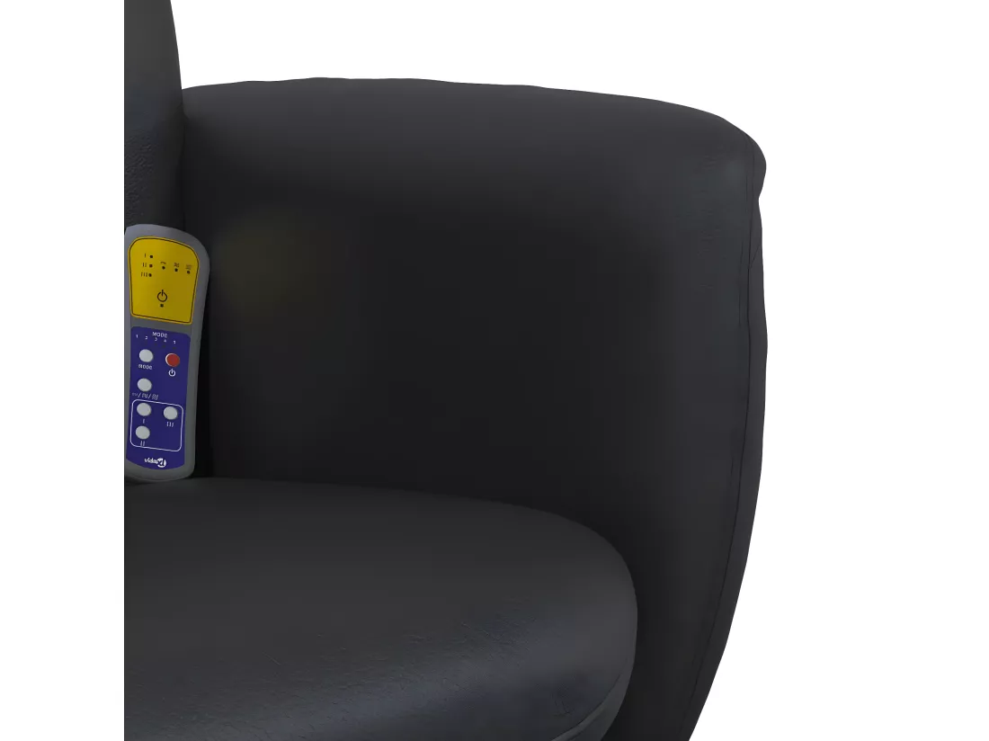 Fauteuil inclinable de massage avec repose-pied noir similicuir