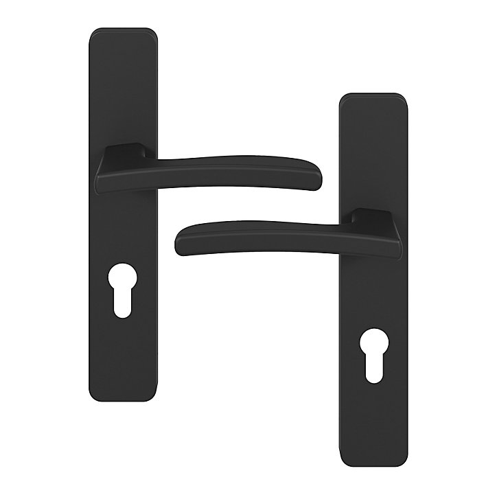 Ensemble poignée sur plaque rectangulairecylindre GoodHome Irvil effet nickel mat noir L.126.5mm x l.42mm entraxe 165-195mm
