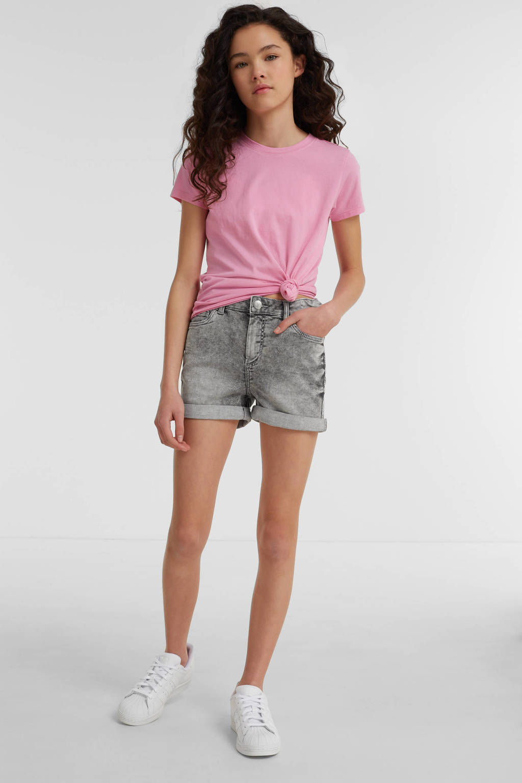 anytime denim short grijs