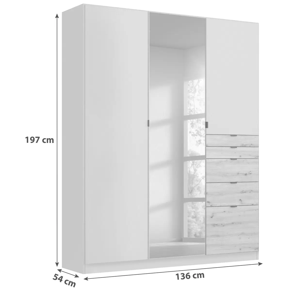 Kleiderschrank 3-trg. Ontario anthrazit,Artisan Eiche